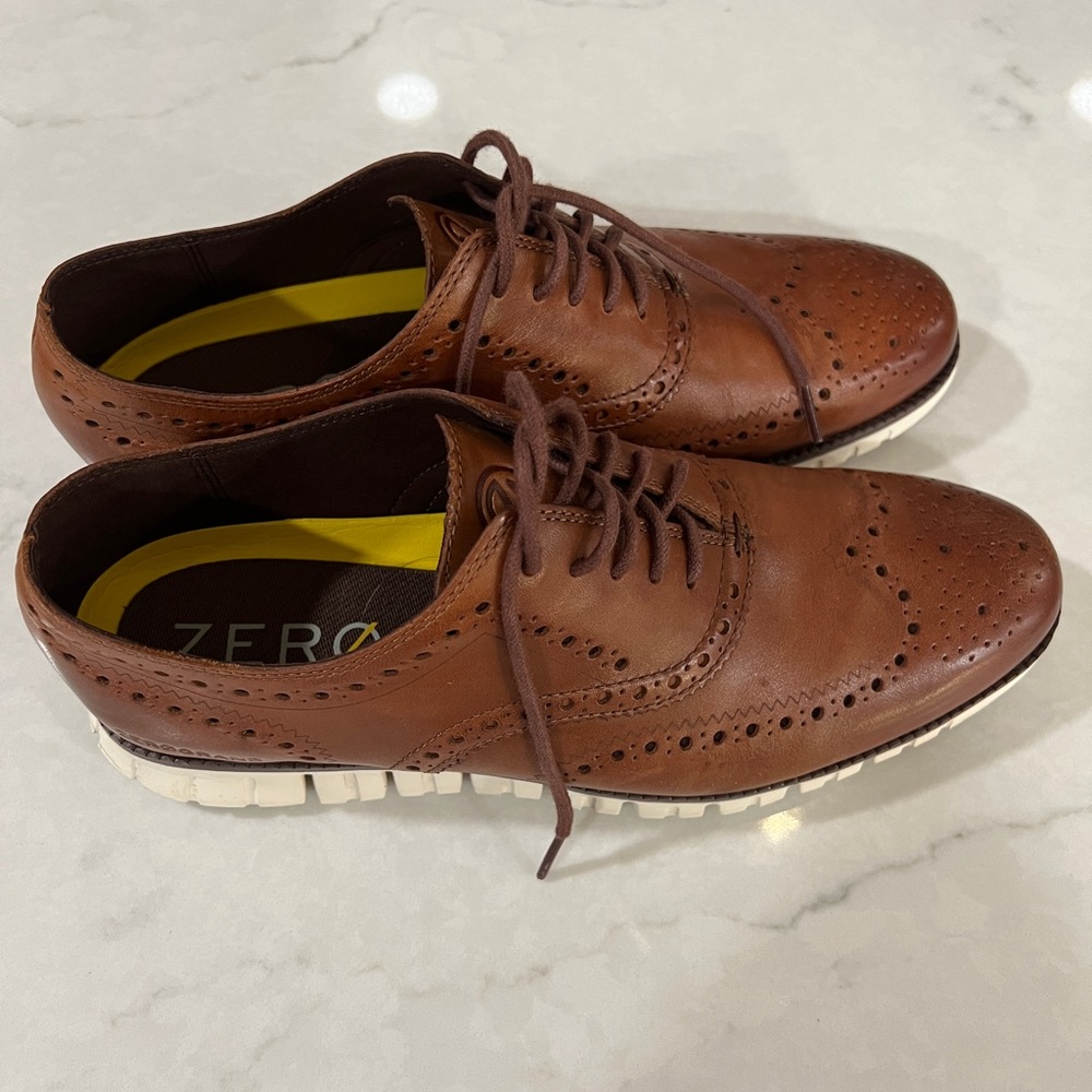 Men's Zerogrand Leather Oxford in British tan. Size 10.5.